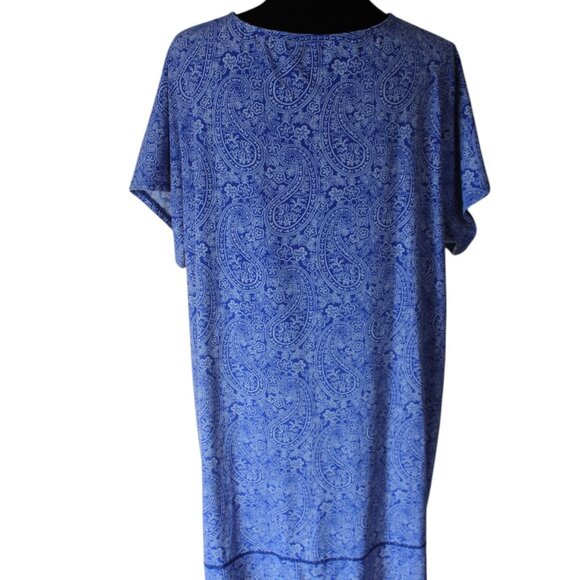 Land's End Comfy Pullover Dress Blue White Paisley 2x EUC - Picture 6 of 8